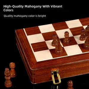 Scacchiera Magnetica Pieghevole <span class=keywords><strong>in</strong></span> Impiallacciatura di Palissandro da 39cm, Set da Viaggio di Lusso, Gioco Educativo Strategico Premium, Regalo per Bambini e Adulti - Product Image 3