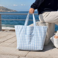 Sac de shopping promotionnel, durable, grande capacité, écologique, sans BPA, sac de plage extra-large, sac fourre-tout en lin rayé personnalisé