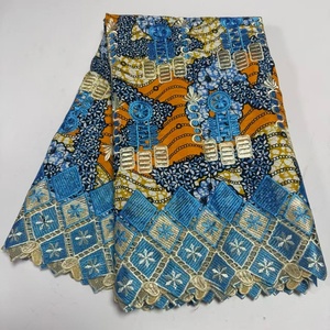 <span class=keywords><strong>Tissu</strong></span> en <span class=keywords><strong>coton</strong></span> <span class=keywords><strong>africain</strong></span> ciré avec dentelles brodées, matériau de dentelle africaine brodée, <span class=keywords><strong>tissu</strong></span> de dentelle française pour la confection de robes - Product Image 3