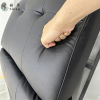 Table de massage électrique moderne ShiLu à hauteur réglable, avec réglage de la tête et des jambes, en cuir PU noir courbé, base métallique de luxe