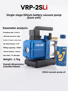 Pompa per vuoto wireless VRP-2DLi/2SLi con batteria al litio, valvola a sfera di ricarica CC brushless, interruttore per pompa climatizzatore R32 - Product Image 6