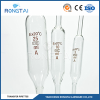 1633 rongtai laboratoire verrerie pipette volumétrique verre pasteur pipettes verre ampoule pipettes