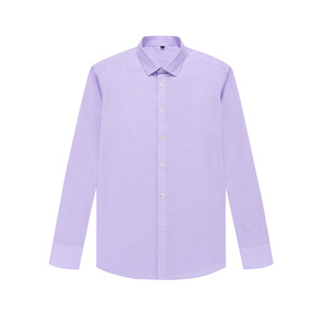 Envío listo para hombres sólido púrpura Mini camisas a cuadros 100% algodón antiarrugas sin hierro transpirable camisas <span class=keywords><strong>de</strong></span> <span class=keywords><strong>vestir</strong></span> formales <span class=keywords><strong>de</strong></span> un solo pecho - Product Image 1