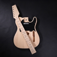 TC DIY Semi-finished Maple Basswood Body Spruce Okoume Six String Electric Guitar Kits Polished Finish for Beginner