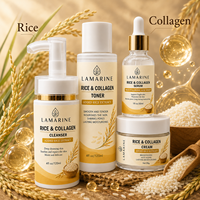 Kit Facial Complet Anti-Âge au Collagène de Riz et Vitamine C : Nettoyant, Tonique, Sérum, Crème, Affinant les Pores – Vente en Gros, Marque Privée