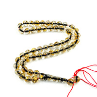 Haute Qualité Islamique Tesbih - 51 Perles 10mm Jaune Résine Ambre Kehribar avec Fourmis À L'intérieur Des Perles De Prière Musulmane