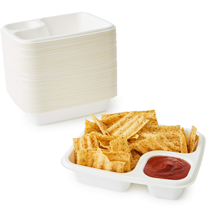 Contenedores Portátiles de 2 Compartimentos para Nachos y Queso, de Bagazo de Caña de Azúcar, 12 oz, para Fiestas y Noches de Cine - Product Image 1