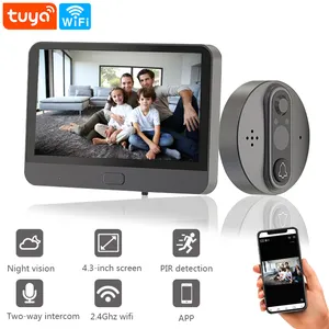 Tuya WIFI video Door lổ nhìn trộm máy ảnh Doorbell Viewer với LCD Monitor Night Vision app điều khiển cho căn hộ Home an ninh 1080P