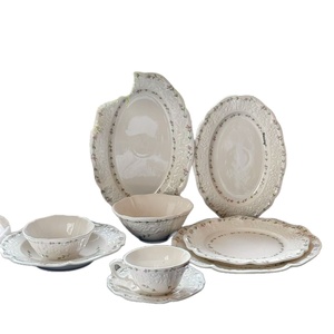 Plato de Postre de Cerámica con Borde de Planta en Relieve, Blanco, Decorativo, Estilo Retro, Ligero, de Lujo, Vintage, Apto para <span class=keywords><strong>Microondas</strong></span> - Product Image 5