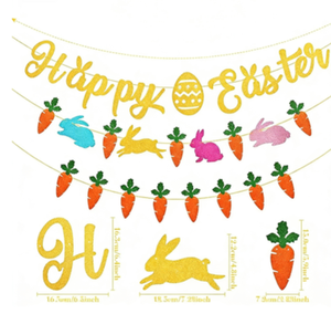 Guirlande de décoration de fête de Pâques DAMAI, bannière lapin, guirlande de lettres colorées JOYEUSE PÂQUES pour l'aménagement de scènes de vacances - Product Image 2