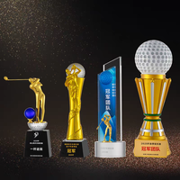 Trophée de golf personnalisé en cristal et métal pour club, récompense sportive, souvenir de tournoi de championnat