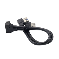 Cable Divisor de Conector Frontal USB 3.0, Cable de Extensión Interno para Placa Base de Escritorio con Doble USB-A Macho de 20 Pines