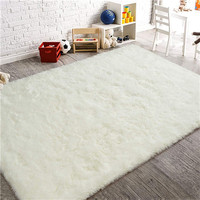 Tapis en microfibre ultra doux de style américain, écologique, rouge uni, pelucheux, à poils longs, antidérapant, lavable en machine