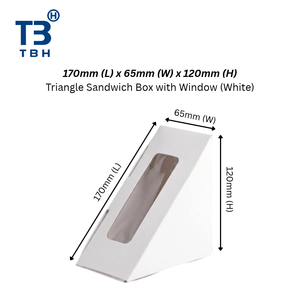 Boîte à sandwich triangulaire blanche avec fenêtre, conteneur alimentaire jetable pour café, bureau, cantine, buffet, support OEM ODM - Product Image 1