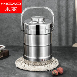 Stainless Steel Double Layer Insulated Lunch <b>Box</b> With Lid Cylinder Shape Food Container Heat Preserving Pot Spill Proof - Product Image 4