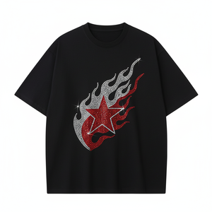 Camiseta de Manga Corta Vintage para Hombre, Personalizada con Pedrería, Talla Grande, 100% Algodón, Impresión DTG - Product Image 2