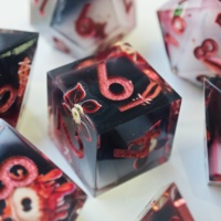 Ensemble de dés en résine à bords tranchants faits à la main, motif œil porte-bonheur, dés polyédriques pour D&D, jeu de table RPG, ensemble de dés personnalisés en gros