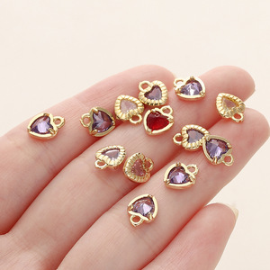 Heart Shape Pendant 8.5mm Gold Plated Copper Jewelry Finding For DIY Necklace <b>Bracelet</b> Accessory - Product Image 2