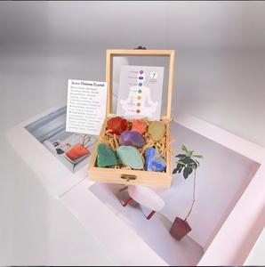 Düzensiz kristal ham taşlar yedi çakra ahşap kutu kristal şifa taşları doğal gül kuvars ham taşlar - Product Image 2