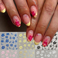 Autocollants pour ongles en PVC ultra fins et autocollants, motif petites fleurs rose doux printemps/été, sans cuisson, longue durée, logo personnalisé