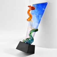 Trophée en cristal Liuli avec gravure de logo personnalisé, motif Serpent du Zodiaque, récompense en cristal coloré pour employé exceptionnel