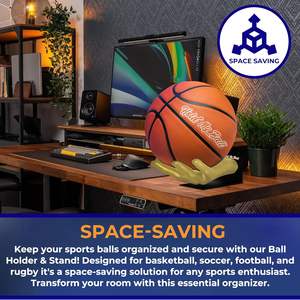 Soporte Deportivo Versátil Grande para Balón, Soporte para Balón de Oro Esculpido a Mano, Exhibición Duradera para Baloncesto y Fútbol - Product Image 3