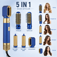 Ensemble de brosses à air chaud 5 en 1, sèche-cheveux multifonction portable, lisseur, peigne à boucler pour la coiffure à domicile et en voyage