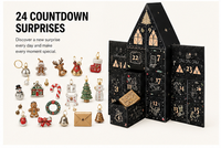 Caja Misteriosa Navideña de Lujo con Diseño de Castillo Negro, Caja de Regalo Personalizada OEM en Forma de Casa, de Cartón Rígido Corrugado, Color Dorado