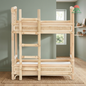 Lit superposé en osier fait main pour poupées – Accessoire idéal pour maison de poupée pour les jeux d'imitation des enfants - Product Image 4