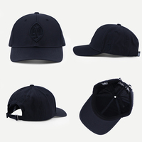 Cappellino Sportivo Personalizzato con Ricamo 3D, Logo Tono su Tono, Regolabile, Nero Strutturato in Poliestere, Cappello da Baseball a 6 Pannelli di Alta Qualità