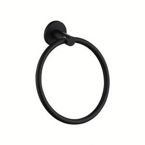 Porte-serviettes mural rond intelligent en acier inoxydable noir pour salle de bain - Product Image 1