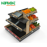 Highbright Luxe Dubbelzijdige Metalen Houten Display Stand met Grote Capaciteit, 3-6 Laags, Heavy Duty, voor Fruit en Groenten CN;JIA