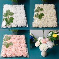 Saint-Valentin : 30 roses PE par paquet pour la décoration murale de mariage ou de maison (fleurs artificielles)
