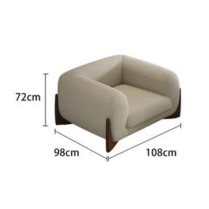 Sofá para sala de estar pequeña, color crema, tres plazas, tapizado en lana de cordero, estilo japonés Wabi Sabi. - Product Image 6