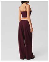 Ensemble 2 pièces d'été pour femme : débardeur court sans manches et pantalon large taille haute à cordon de serrage, décontracté et à séchage rapide