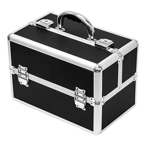 Aluminum Vanity Box FAMA Factory Koncai Best Selling Beauty Hard Case Cosmectics Bag Large Vanity Box Aluminum Geometric ENGLAND STYLE Cover