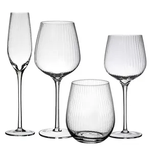 china manufacturers custom hand blown Luxury Origami ribbed balloon white red wine glass crystal goblet wine glasses