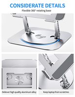 Support d'ordinateur réglable avec base rotative à 360 °, support ergonomique pliable pour ordinateur portable, support de rangement compatible MacBook Pro