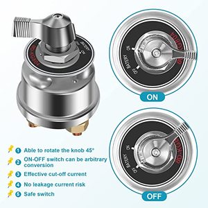 200A 12V Isolator Switch Battery Kill Switch Aluminum Metal ON-OFF Rotary Battery Cutoff Disconnect Switch with 2 X M10 Stud - Product Image 3