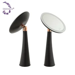 Miroir de maquillage rond cosmétique de dessus de table blanc noir décoratif de luxe dans la table de chambre à coucher de salle de bain