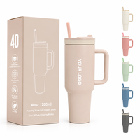 Gobelet isotherme en acier inoxydable 40oz avec poignée et couvercle à paille rotative, personnalisable avec logo OEM