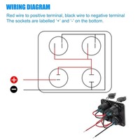 Panneau d'interrupteurs à bascule carré 4-en-1 12V 24V avec chargeur USB PD QC3.0, voltmètre et prise allume-cigare pour véhicules tout-terrain, yachts et applications marines