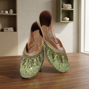 Indian Traditional Multicolor Flower Design Genuine Leather Customizable Classic Casual <b>Shoes</b> <b>Hook</b> Loop Closure Fashion Trend - Product Image 1