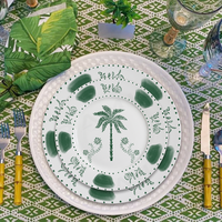 Service de table en porcelaine Palmier émeraude : Vaisselle en céramique haut de gamme idéale pour la vente au détail, les mariages sur le thème de la jungle