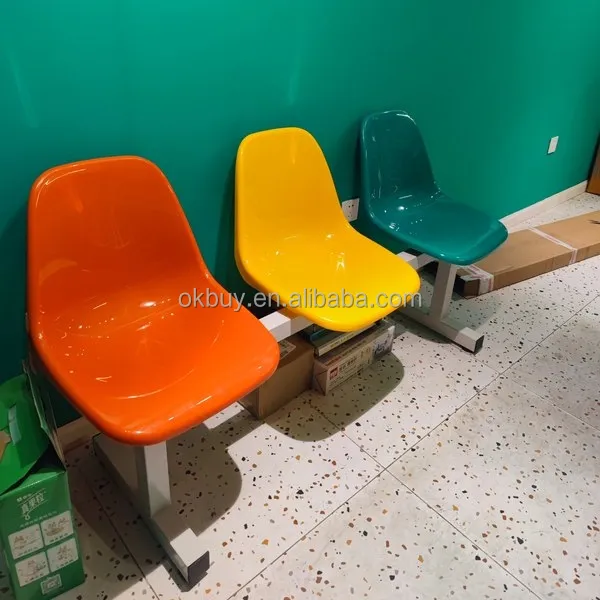 Atacado moderno colorido plástico metal 3-seater sala de espera cadeiras para salão hospital clínica barbearia aeroporto