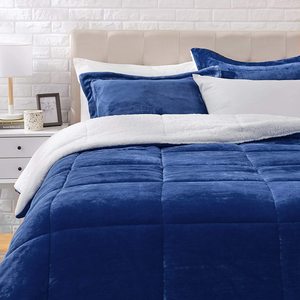 KOSMOS Solid Color Ultra-Soft Minky Fleece Sherpa Reversible <strong>Comforter</strong> Wholesale Queen <strong>Bed</strong> <strong>Comforter</strong> Sets Velvet Bedding Sets - Product Image 3