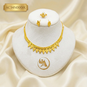 Elegant 24K Gold Plated Brass Coin Pendant <b>Charm</b> Necklace Set for Women's Ethiopian Wedding Classic Jewelry OEM ODM - Product Image 1