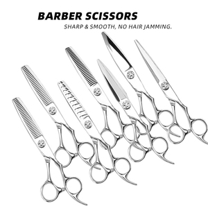Ciseaux de coiffure professionnels, ciseaux à effiler pour barbier, ciseaux à vis sphérique pour barbe, en acier inoxydable, droits - Product Image 2