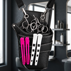 Étui en cuir noir pour ciseaux de barbier, pochette porte-ciseaux de coiffure, sacoche de ceinture, kit d'outils de salon - Product Image 2