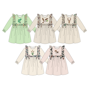 ชุดเดรสทรงเอลายดอกไม้ฤดูร้อนสำหรับเด็กผู้หญิงตัวเล็ก แต่งระบายและโบว์ ระบายอากาศได้ดี สไตล์ลำลอง เหมาะสำหรับพี่น้อง - Product Image 2